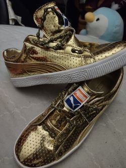 New Men's Puma Metallic Gold,Walt Clyde Frazier Size 8 Shoes