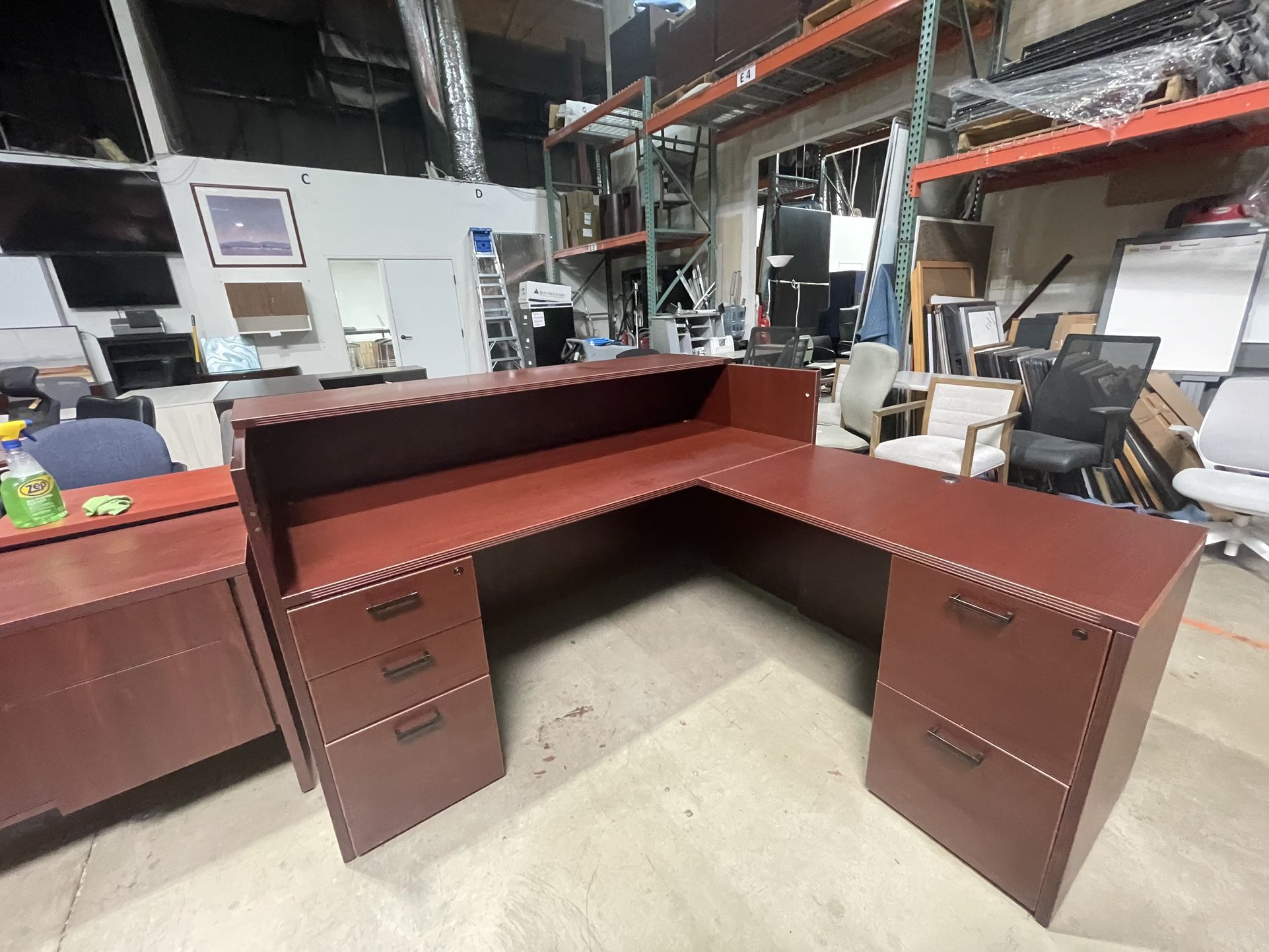 Reception L Shape Desk With Double Pedestals 