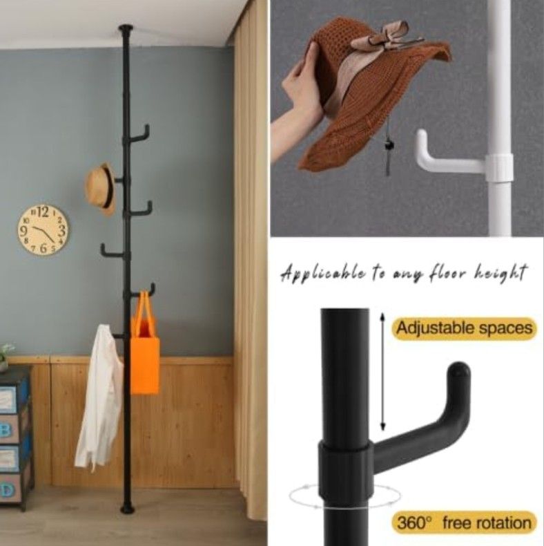 BRAND NEW
Adjustable Laundry Pole Clothes Drying Rack Coat Hanger DIY Floor to Ceiling Tension Rod Storage Organizer for Indoor, Balcony - Black