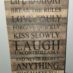 Life is Short Break the Rules Reclaimed Wood Wall Decor 12"x24"