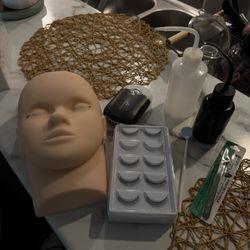 Lash Training Practice Kit- Mannequin Head + Lashes + Tools And Accessories 