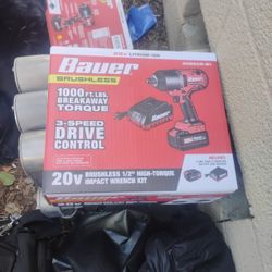 Bauer Brushless 20v 1/2 " High Torque Impact Wrench Kit