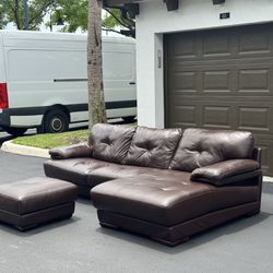 Couch/Sofa Sectional - Brown - Cindy Crawford Home - Leather - Delivery Available 🚚