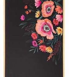 Wild Sage Set of Two Black Pink Yellow Green Floral Flower Canvas Picture Painting Art