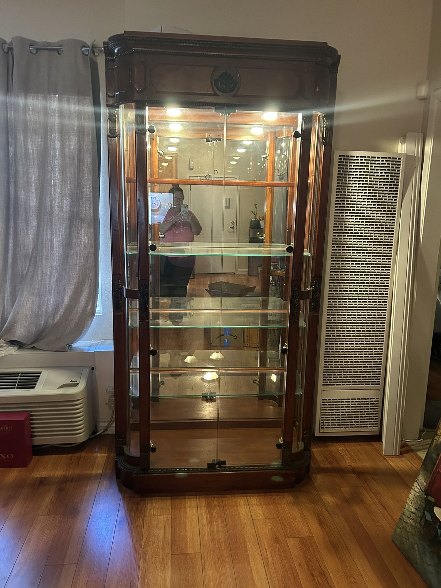German China Cabinet With Interior Lighting
