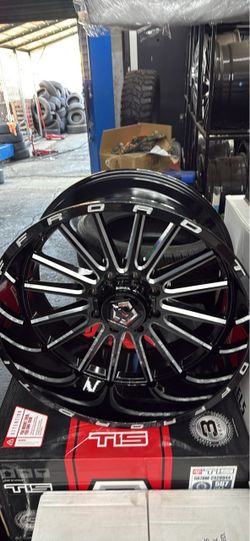 24x12 TIS OFF-ROAD WHEELS RIMS 8x165 + TIRES (4) NEW-WE FINANCE NO CREDIT OK