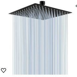 Voolan Rain Shower head, High Pressure Shower Head Made of 304 Stainless Steel, Relaxed Shower Experience Even at Low Water Flow and Pressure (12" Bla