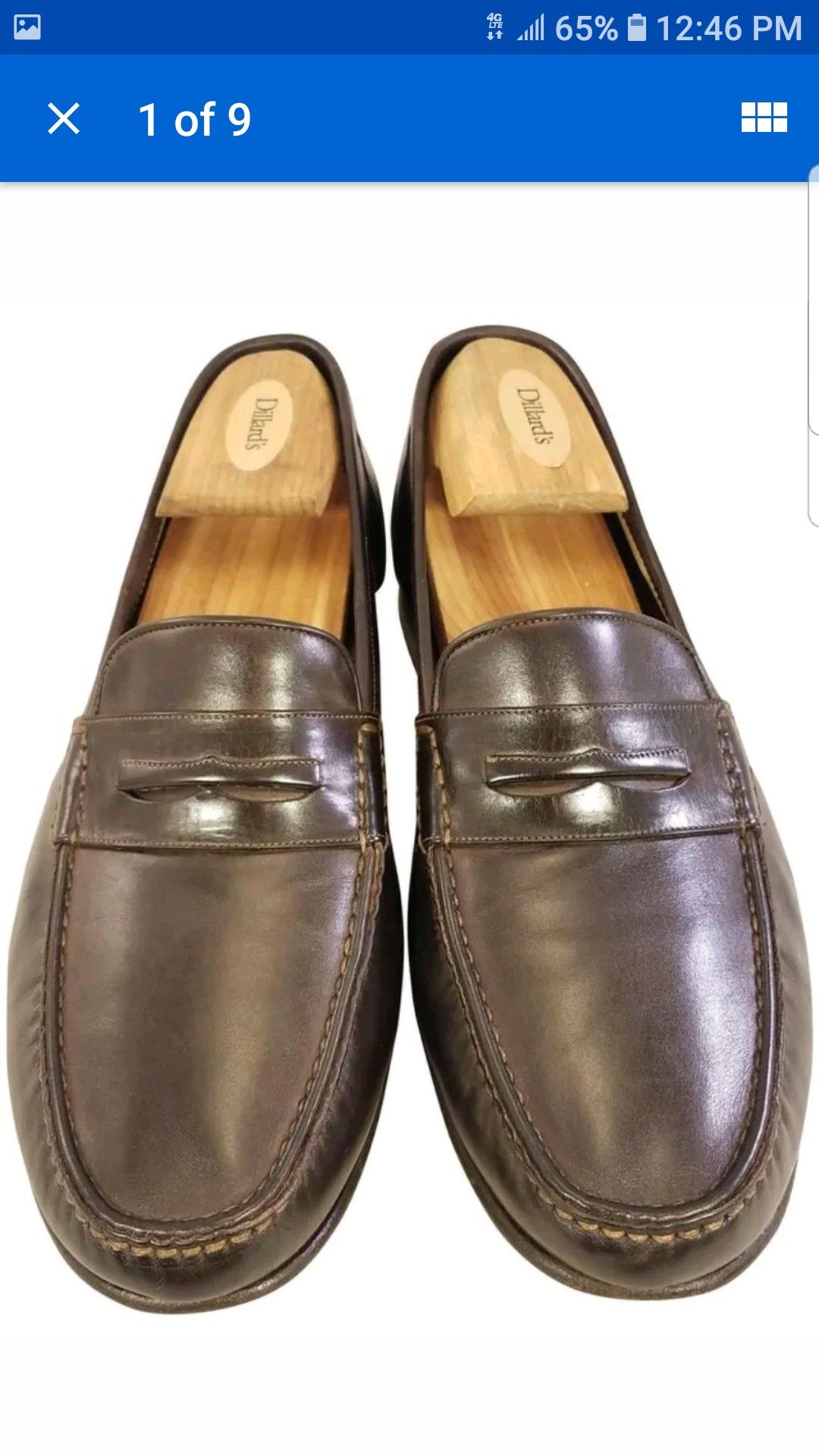 SANTONI MAN SHOES PENNY LOAFERS SLIP ONS BROWN LEATHER SIZE 9 EE