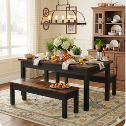 BRAND NEW DINING TABLE WITH BENCH (2 BENCH) NEW IN BOX