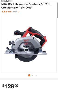 Milwaukee M18 Circular Saw 6 1/2 (tool Only)