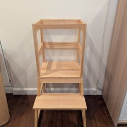 NEW 3 Adjustable Heights Kids Kitchen Step Stool with CPC Certification (Natural-1)