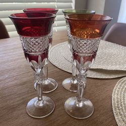4 Crystal Champagne Glasses 