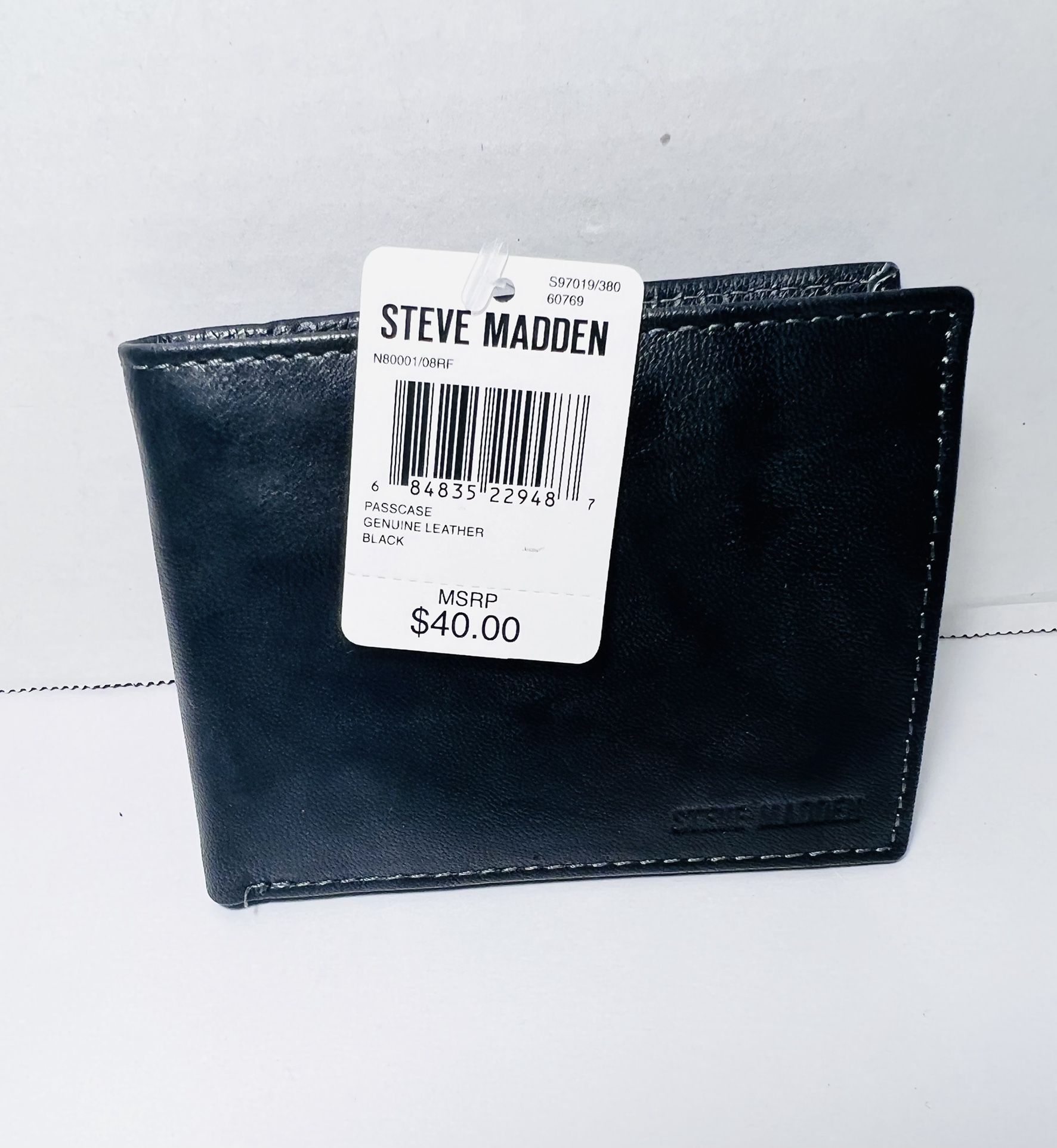 Steve Madden black leather men’s wallet RDIF NWT