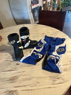 Kids motocross boots and pants