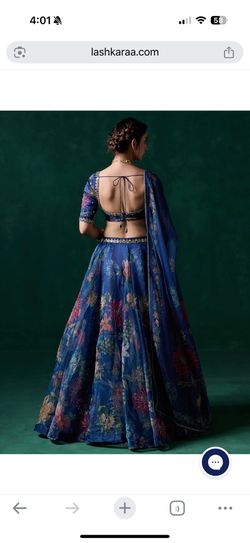 Lashkaara Blue Floral Lehenga