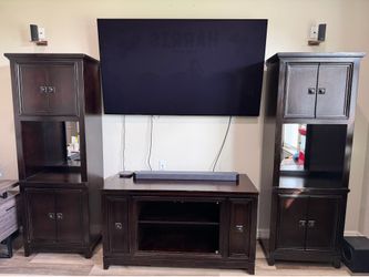 Dark Wood 3-Piece Entertainment Center solid wood