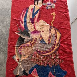 Vintage Chinese Silk Hand-Embroidered  Tapestry Wall Hanging / Art