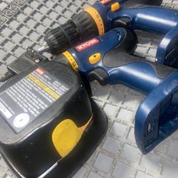 Ryobi Drills And Battery With Charger