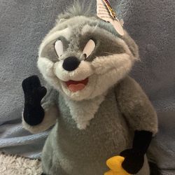 Rare DISNEY Land 12" Pocahontas Meeko RACOON Vintage Plush W tags park edition