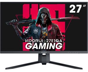 KOORUI 27 Inch QHD Gaming Monitor 144 Hz, VA, 1ms, DCI-P3 90% Color Gamut, FreeSync G-Sync Compatible, (2560x1440, HDMI, DisplayPort) Black

