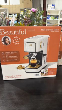 Beautiful Slim Espresso Machine with 20-Bar Pressure, White Icing