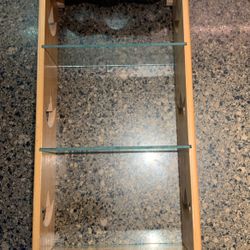 Small Wooden Shelf With Glass Inserts