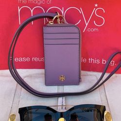 Tory Burch NWT Emerson Lanyard ID and Credit Card Holder Claret Saffiano Leather NWT TORY BURCH Women's Black Square Sunglasses NWT(No Case) Pick up l