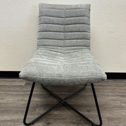 Modern Upholstered Accent Chair – Gray Fabric (2 Available)