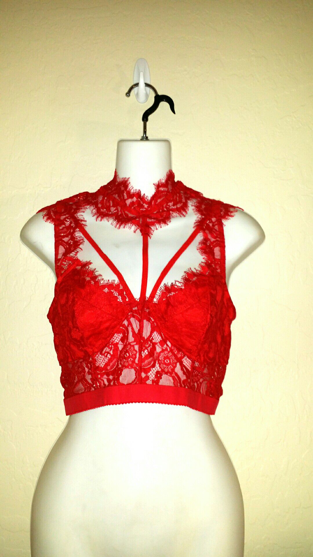 Red lace bustier
