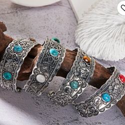 Vintage Natural Stone Feather Bangle Bracelet Each $10