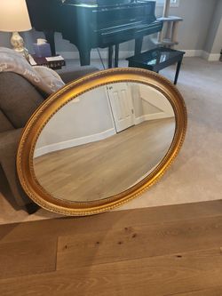 Large Oval Gold Framed Wall Mirror