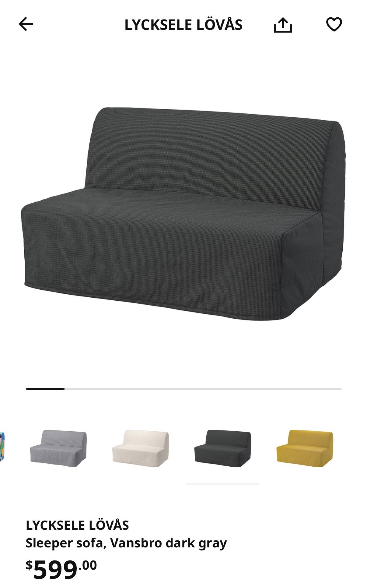 LYCKSELE LÖVÅS Sleeper sofa, Vansbro dark gray