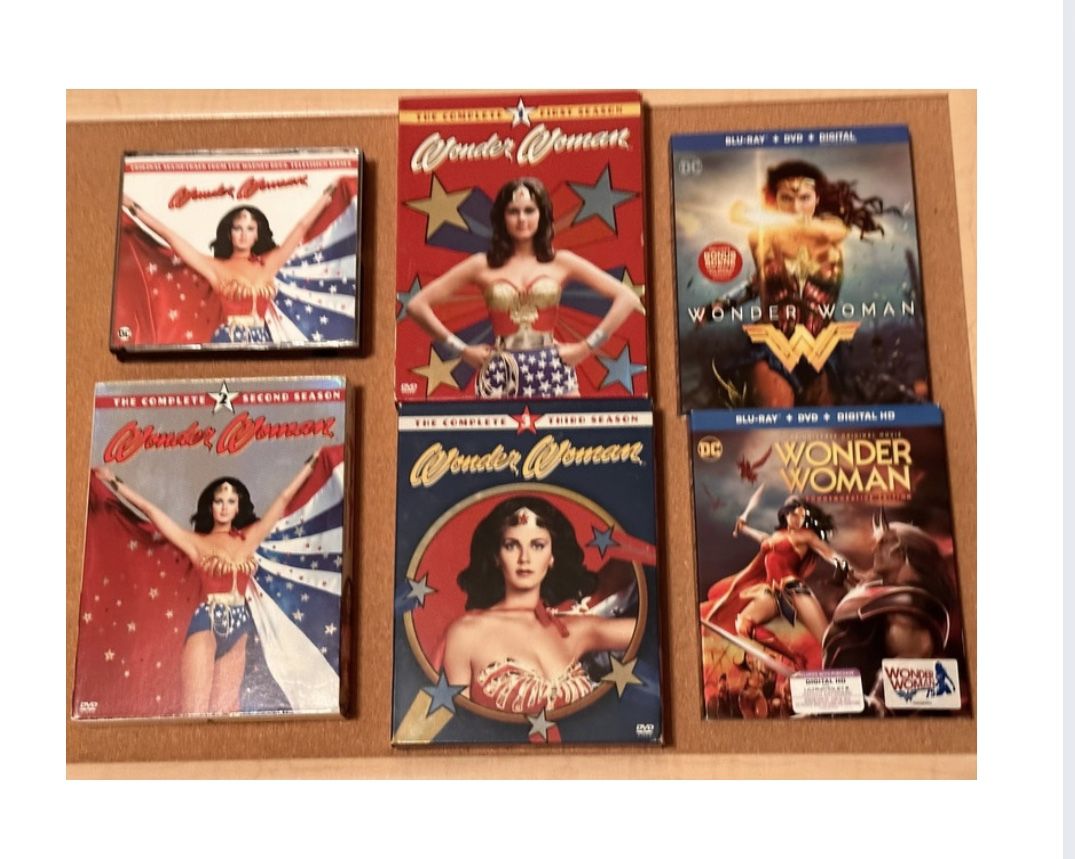Wonder Woman Blu Ray & DVD Lot Of 6 Bundle Collection