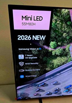 New 55 Inch Mini LED Samsung M80 Smart TV 4K UHD with 144 Hzrefresh rate. Brand new 2026 Model.