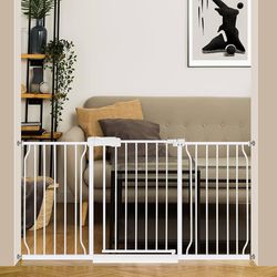 Extra Wide Baby & Pet Safety Gate - Pressure Mounted with Walk-Through Door - Auto-Close Double Lock