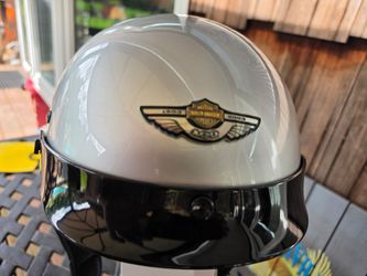 Harley Davidson 100th Anniversary 3/4 Helmet Silver & Black  XL  incl 100th Bag
