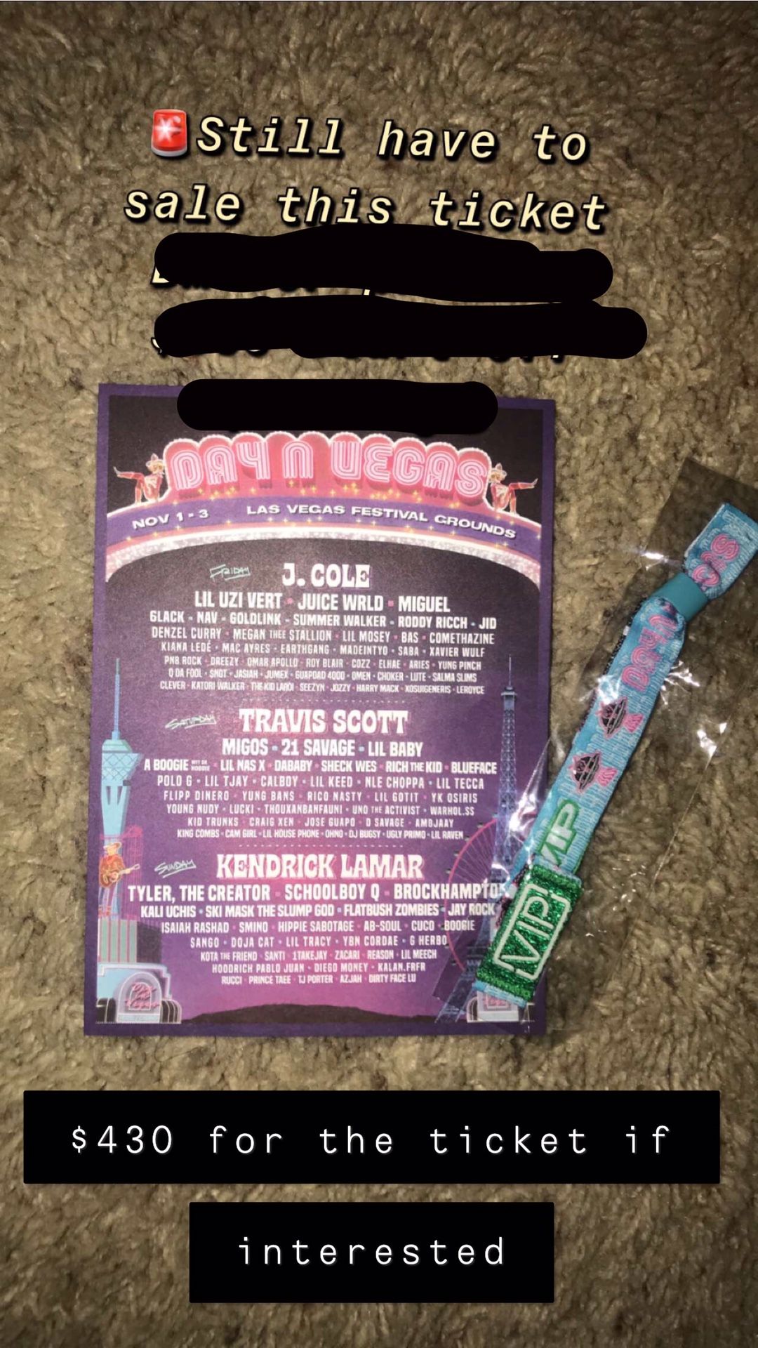 3 -day DAYNVEGAS ticket(wristband)