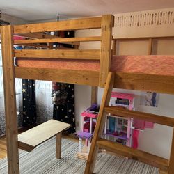 Custom Built Full Size Loft Bed w/mini Desk & Book Shelves