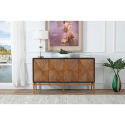 Brown with Antique Gold Accents Wood Sideboard