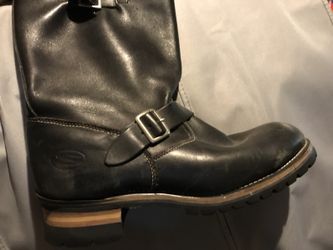 Black leather Motorcycle boots