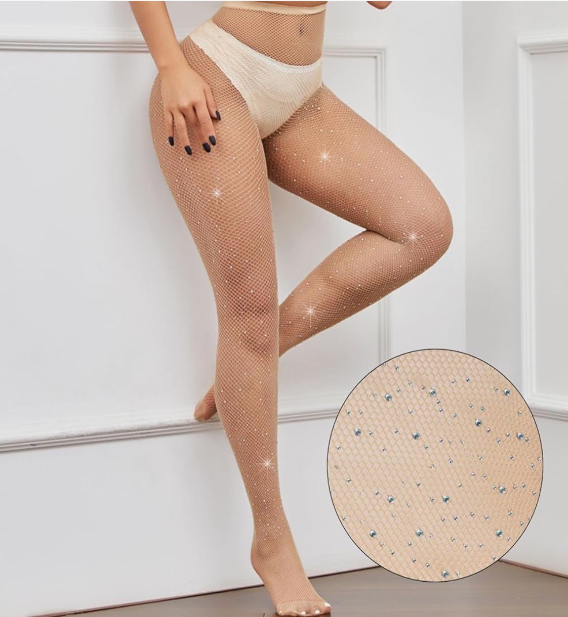 Sparkly Fishnets Tights for High Waist Rhinestone Fishnet Party Pantyhose