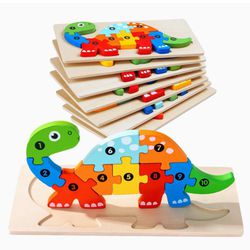 New' Wooden Educational 3D Puzzle (6pc+1)