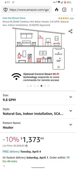 Rinnai Tankless Water Heater for Sale in Apple Valley, CA - OfferUp