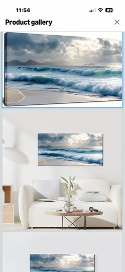 Tarfupth Large Ocean Wall Art for Living Room 20"x40" Blue Coastal Beach Canvas Prints