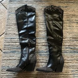 Long Black Sparkly Boots 