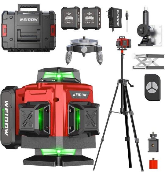 360° Laser Level with Tripod, 4D 16 Lines Green Laser Level, Self-Leveling Tool for Construction and Renovation, Complete Kit with Accessories