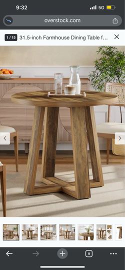 31.5” Round Farmhouse Conference Table / Dining Table – Brown