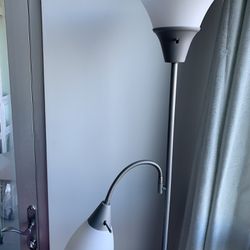 Torchiere Floor Lamp with Reading Light Task Lamp Top - 3 Ways Switch And Light Grey Color  Office Lamp Desk Lamp Celling Light Substitute Like New 