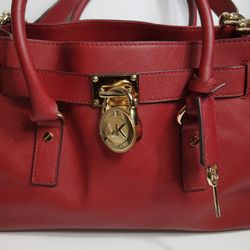 NWT 100% Authen Saffiano Leather Michael Kors EW Satchel Hamilton, RED Gorgeous!