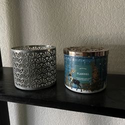 Bath and Body works candle and holder